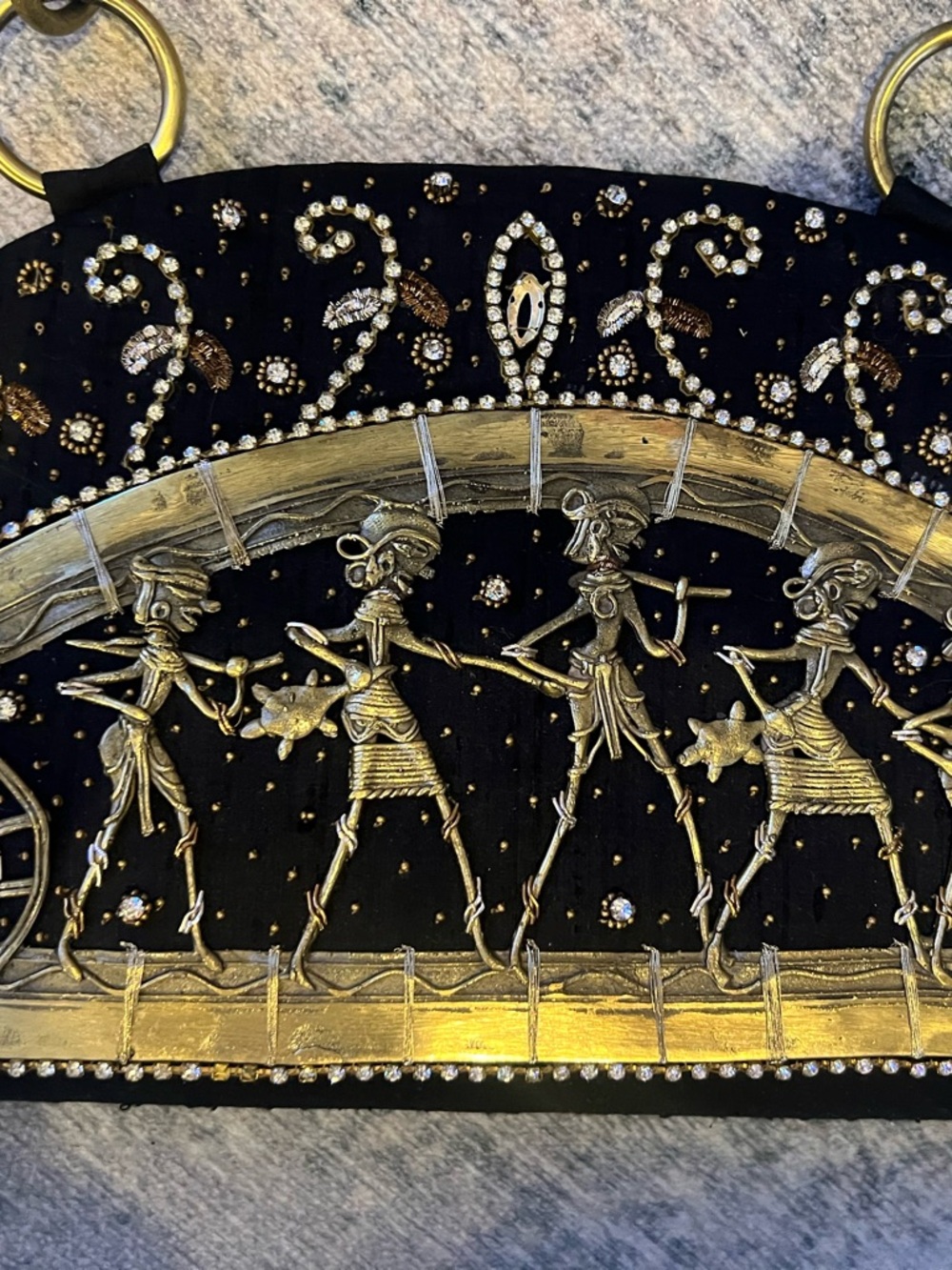 Black and Gold Embellished Evening Clutch